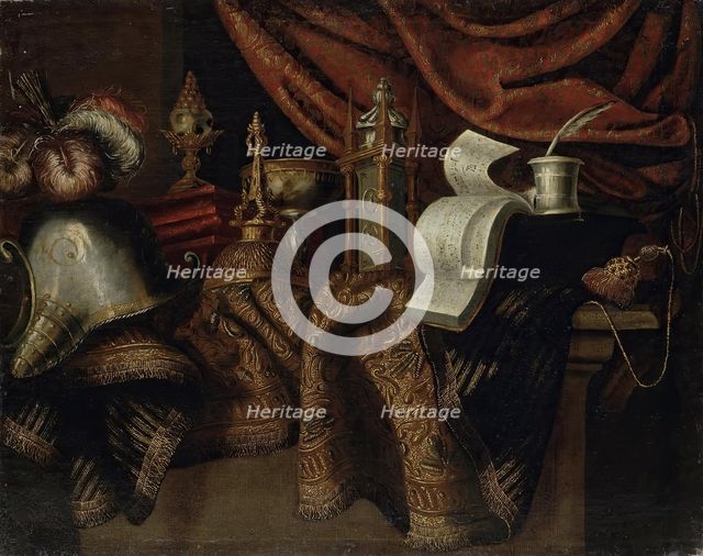 Still Life with a Helmet, 1650. Creator: Francesco Maltese.