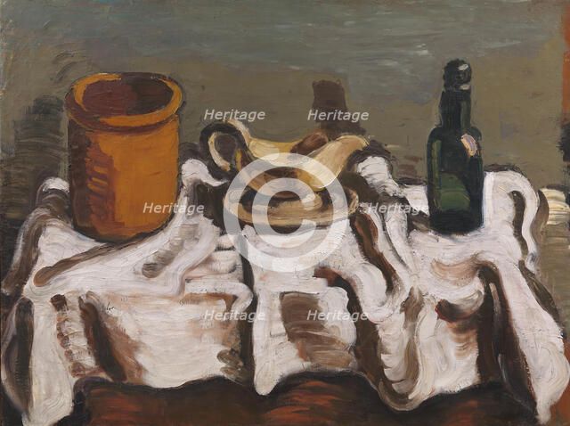 Still Life with a Jar, a Sauceboat and a Bottle, 1920. Creator: Vilhelm Lundstrom.