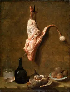 Still life with a Leg of Veal French painting of 18th century. Artist: Jean-Baptiste Oudry