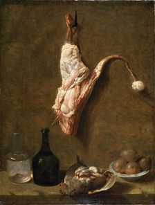 Still life with a Leg of Veal French painting of 18th century. Artist: Jean-Baptiste Oudry