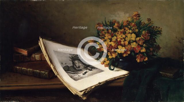 'Still Life with a Lithograph', 19th century. Artist: Ferdinand Wagner the elder