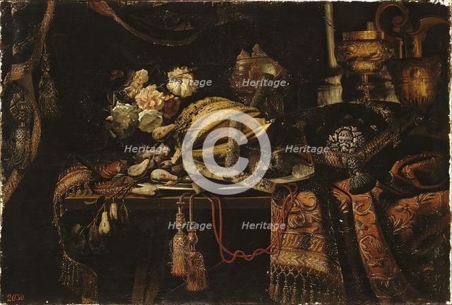 Still Life with a Melon, 1650. Creator: Francesco Maltese.