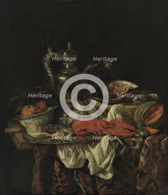 Still life with a silver pitcher, 1660s. Artist: Beijeren, Abraham Hendricksz, van (1620/21-1690)