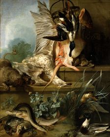Still Life with a Spaniel Chasing Ducks ("Water"), 1719. Creator: Jean-Baptiste Oudry