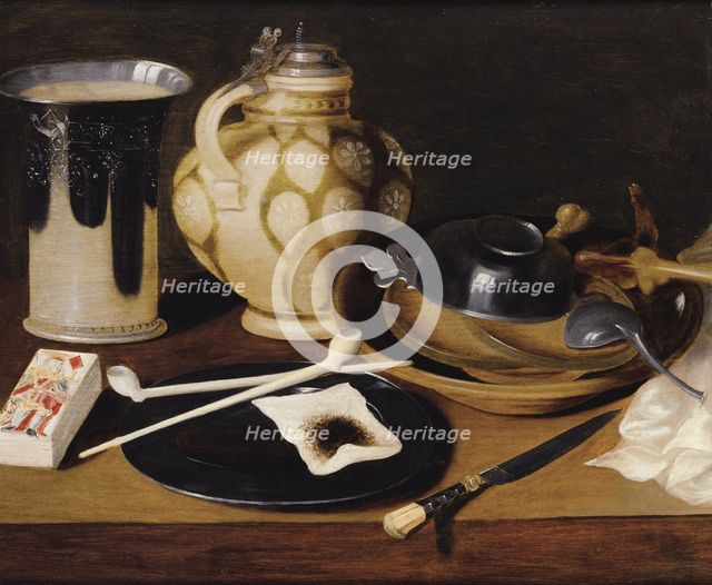 Still Life with a Pipe, a King of Diamonds, a Knife and a Pitcher, Mid of 17th century. Artist: Anonymous  