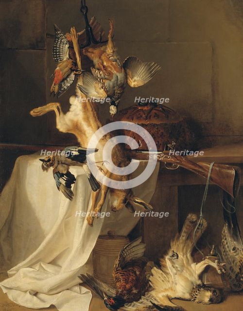 Still Life with a Rifle, Hare and Bird ("Fire"), 1720. Creator: Jean-Baptiste Oudry.