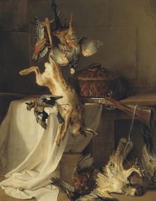 Still Life with a Rifle, Hare and Bird ("Fire"), 1720. Creator: Jean-Baptiste Oudry