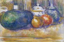 Still-Life with a Watermelon and Pomegranates, 1900-1906. Creator: Paul Cezanne