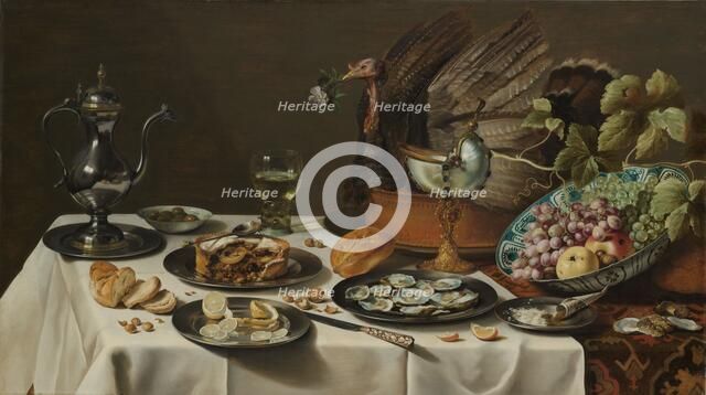Still Life with a Turkey Pie, 1627. Creator: Pieter Claesz.