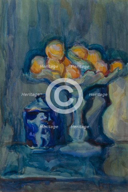 Still Life with a vase. Artist: Khlebnikova, Vera Vladimirovna (1881-1941)