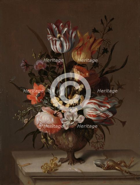 Still Life with a Vase of Flowers and a Dead Frog, 1634. Creator: Jacob Marrel.