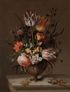 Still Life with a Vase of Flowers and a Dead Frog, 1634. Creator: Jacob Marrel