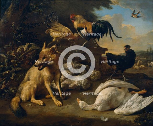 Still Life with Animals, between 1680 and 1690. Creator: Melchior d'Hondecoeter.