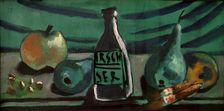 Still life with apple and pear (Still life with kirsch bottle), 1928. Creator: Beckmann, Max (1884-1950)