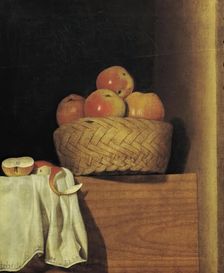 Still life with apple basket, 1754. Creator: Anna Maria Punz