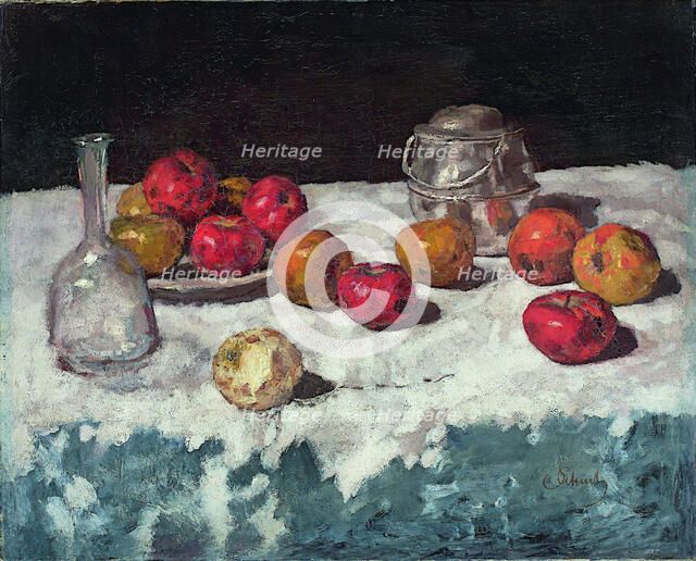 Still life with apples, 1889. Artist: Schuch, Carl (1846-1903)