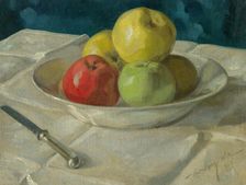 Still life with apples, 1923. Creator: Elemér Koszeghy
