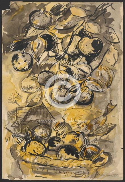 Still life with apples, 1940. Creator: Arnold Peter Weisz-Kubincan.