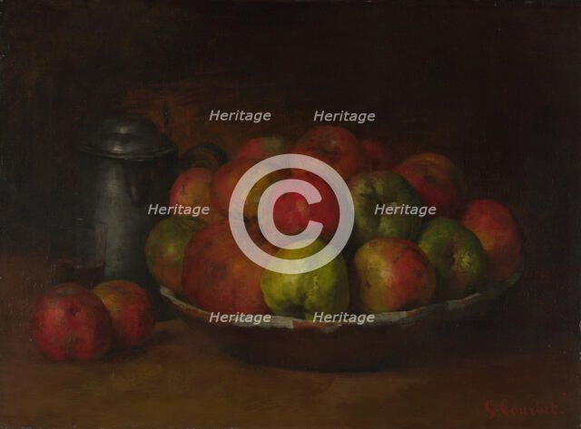 Still Life with Apples and a Pomegranate, 1871-1872. Artist: Courbet, Gustave (1819-1877)