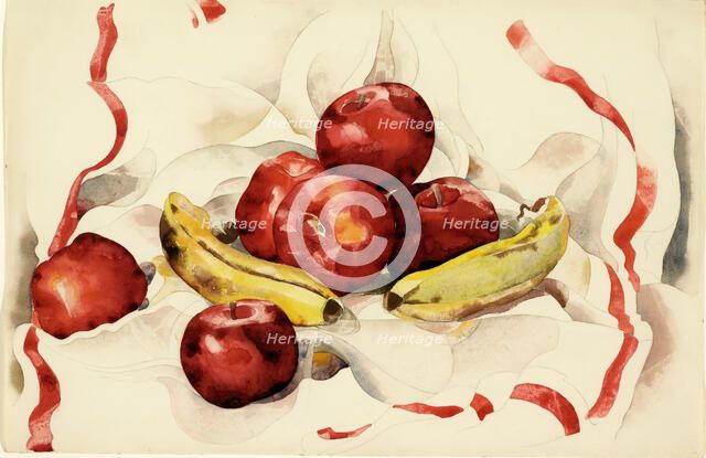 Still Life with Apples and Bananas, 1925. Creator: Charles Demuth.