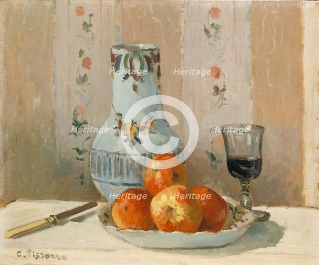 Still Life with Apples and Pitcher, 1872. Creator: Camille Pissarro.