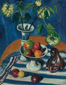 Still life with apples and viburnum, 1923. Creator: Pechstein, Hermann Max (1881-1955)