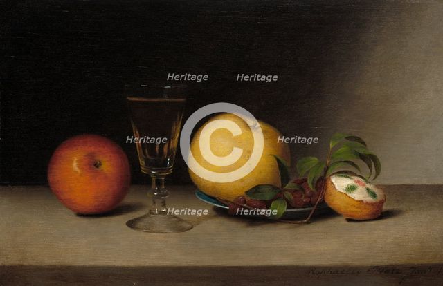 Still Life with Apples, Sherry, and Tea Cake, 1822. Creator: Raphaelle Peale.
