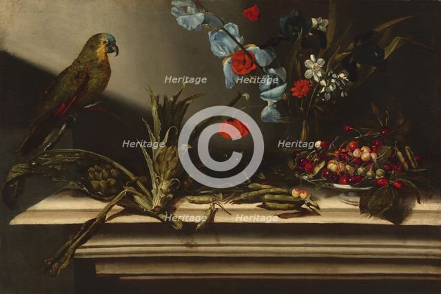 Still Life with Artichokes and a Parrot, 17th century. Creator: Unknown.