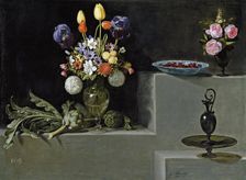 Still life with Artichokes, Flowers and glass Vessels, 1627. Creator: Juan van der Hamen y León