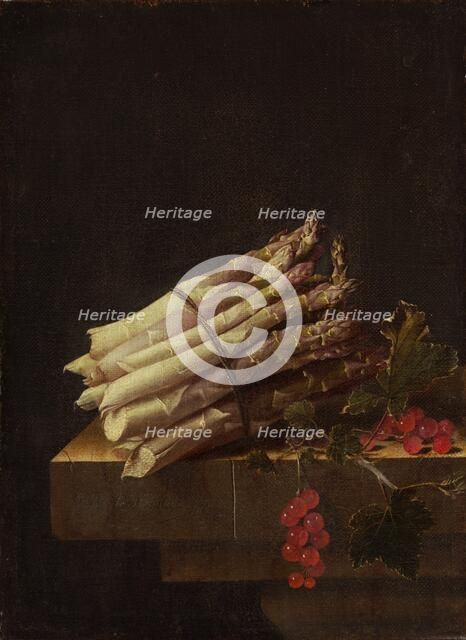 Still Life with Asparagus and Red Currants, 1696. Creator: Adriaen Coorte.