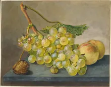 Still Life with Bunch of Grapes, Walnut and Peaches, c1765-1800. Creator: Wybrand Hendriks