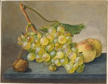 Still Life with Bunch of Grapes, Walnut and Peaches, c1765-1800. Creator: Wybrand Hendriks