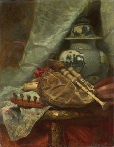 Still Life with Bagpipes, 1850-1881. Creator: Adolphe Mouilleron