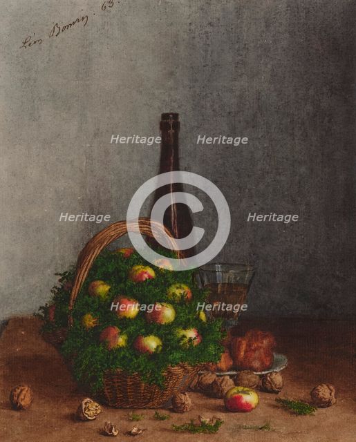 Still Life with Basket of Apples, 1863. Creator: Leon Bonvin.