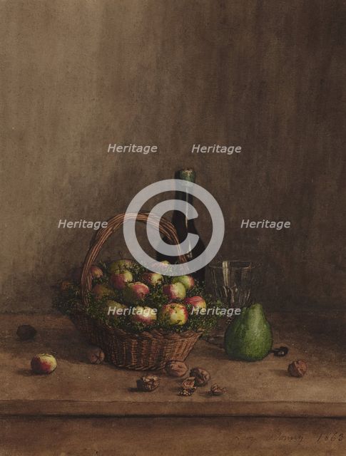 Still Life with Basket of Apples, 1863. Creator: Leon Bonvin.