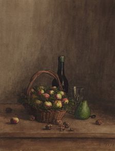 Still Life with Basket of Apples, 1863. Creator: Leon Bonvin