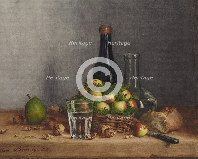 Still Life with Basket of Apples, 1863. Creator: Leon Bonvin.