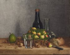 Still Life with Basket of Apples, 1863. Creator: Leon Bonvin