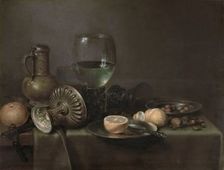 Still Life with Beer-pitcher and Orange, 1633. Creator: Willem Claesz. Heda