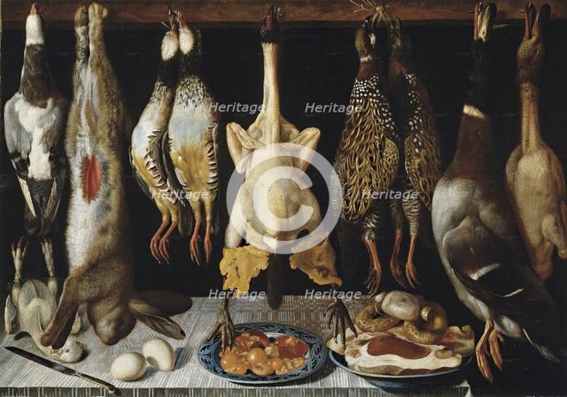 Still Life with Birds and Hares, 17th century. Creator: Tomás Hiepes.