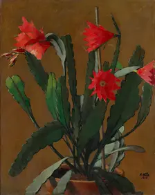 Still life with blooming cactus, 1929. Creator: Anton Hula