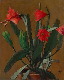 Still life with blooming cactus, 1929. Creator: Anton Hula