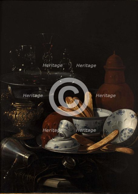 Still Life with Blue and Porcelain and Toast. Artist: Monari (Munari), Cristoforo (1667-1720)