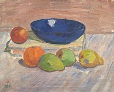 Still Life with Blue Bowl and Fruits, 1910-1911. Creator: Karl Isakson