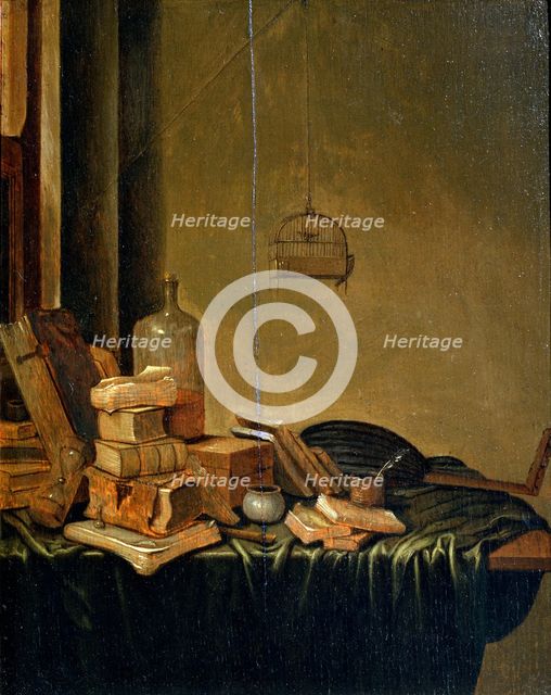 'Still Life with Books', 17th century.  Artist: Gerrit van Vucht