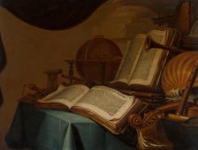 Still Life with Books, a Globe and Musical Instruments, 1660. Creator: Jan Vermeulen