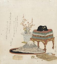 Still Life with Bonsai, Suiseki, and Stroking Ox 1829. Creator: Ikeda Eisen