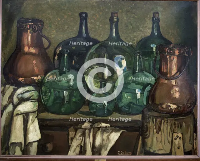 'Still Life with Bottle', 1927. Creator: José Gutiérrez Solana.