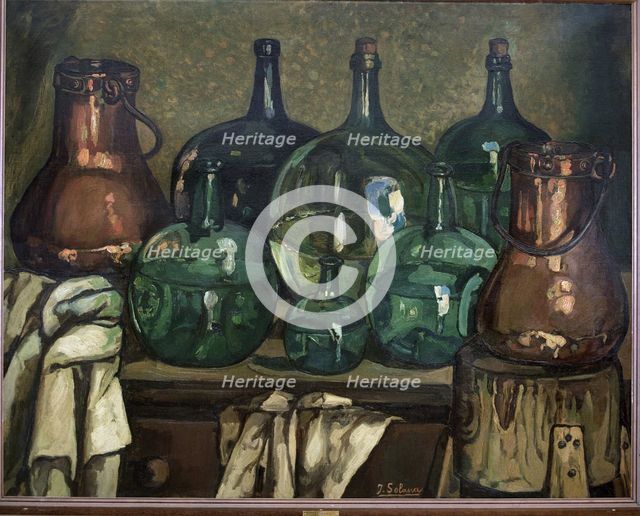 'Still Life with Bottle', 1927. Creator: José Gutiérrez Solana.