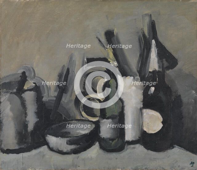 Still Life with Bottle, 1923. Creator: Harald Giersing.